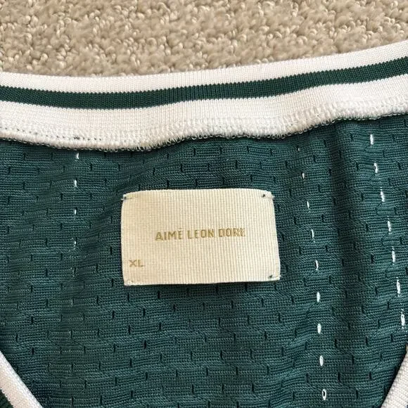 Aime Leon Dore Shirt Jersey Mens Sz XL Green White ALD Knit Tank Top Basketball - Picture 3 of 11